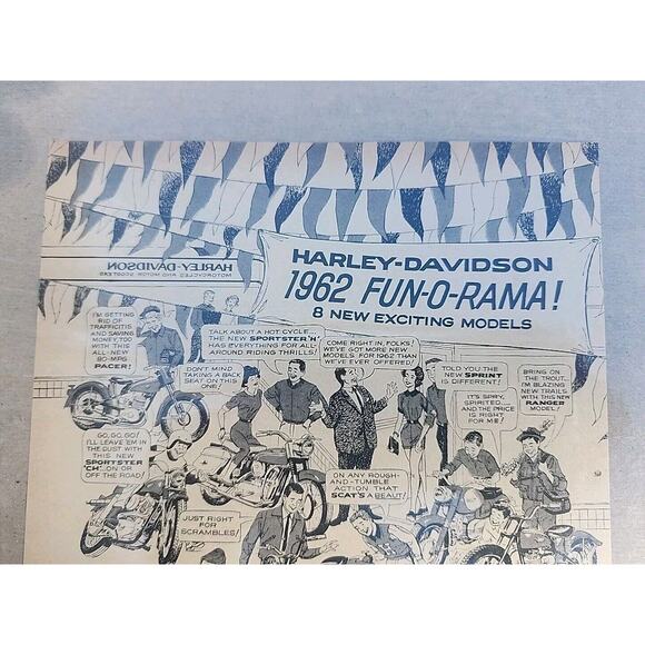 Vtg 1962 Harley- Davidson Motorcycle Fun-O-Rama Original Print Ad Ephemera - Picture 2 of 4